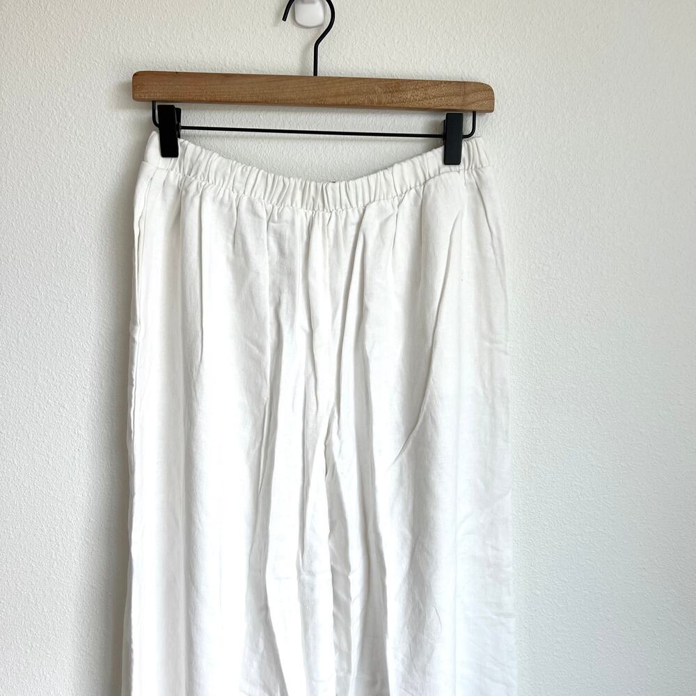 Show Me Your Mumu White KickBack Linen Wide Leg Pants Women’s Medium - Picture 6 of 7